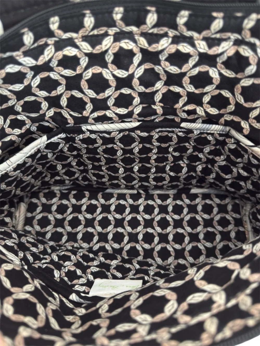 Vera Bradley Camellia Quilted Tote Bag Black Cream Floral Retired Pattern - Picture 4 of 5